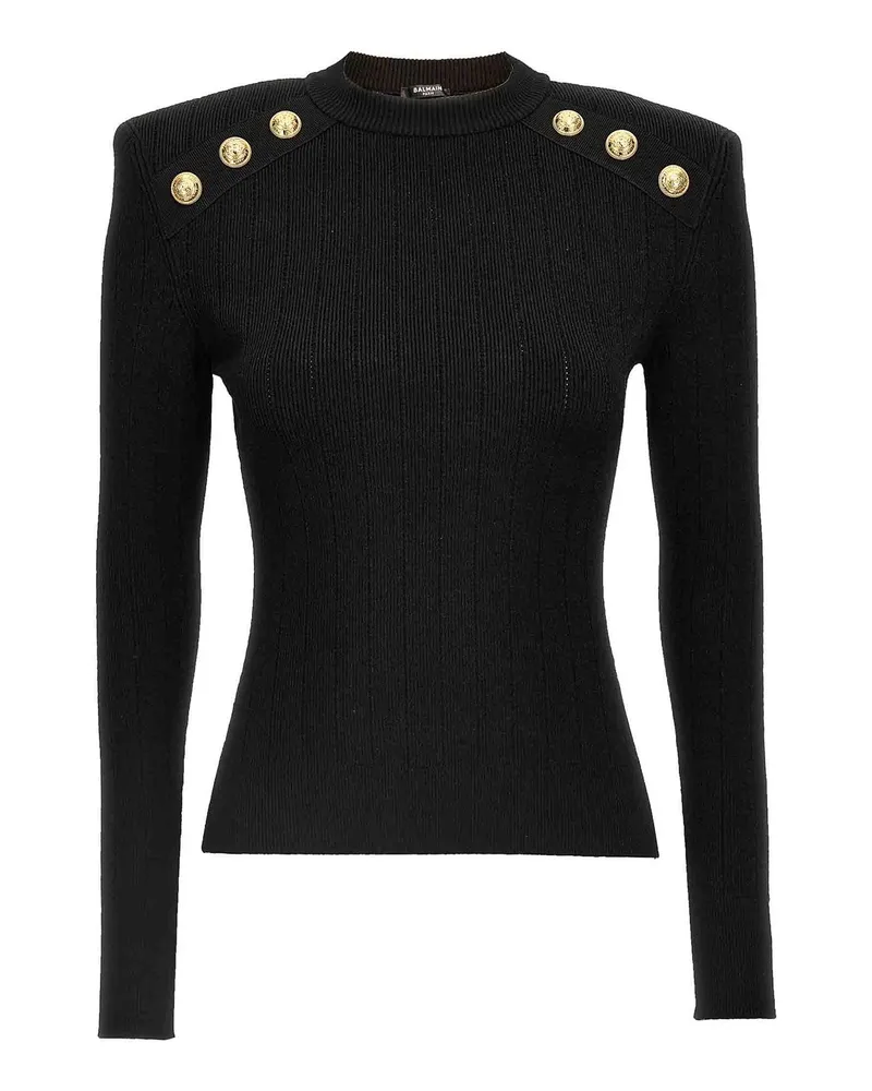 Balmain Rundhalspullover - Schwarz Schwarz