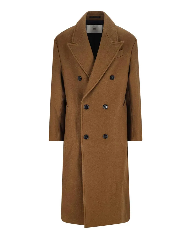 AMI Paris Knielanger Mantel - Braun Braun
