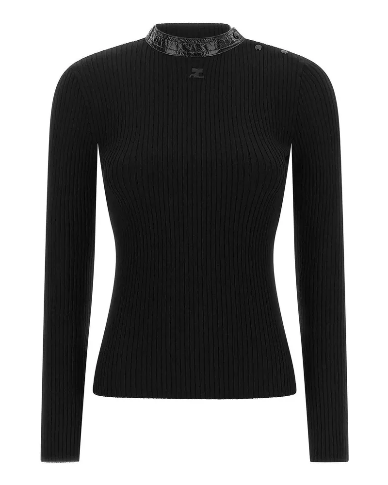 Courrèges Rundhalspullover - Schwarz Schwarz