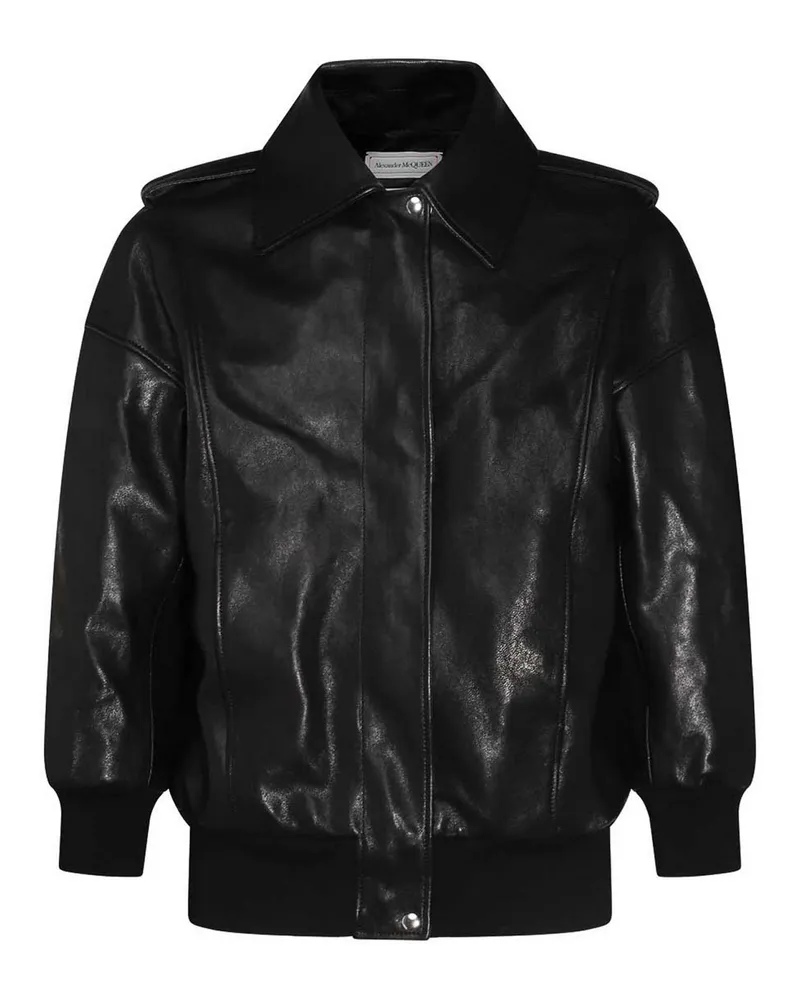 Alexander McQueen Lederjacke - Schwarz Schwarz