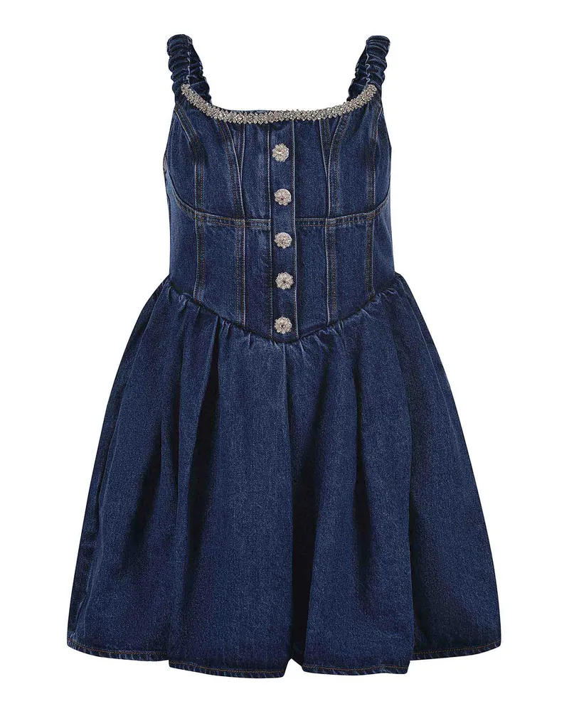 Self-Portrait Knielanges Kleid - Jeansblau Jeansblau