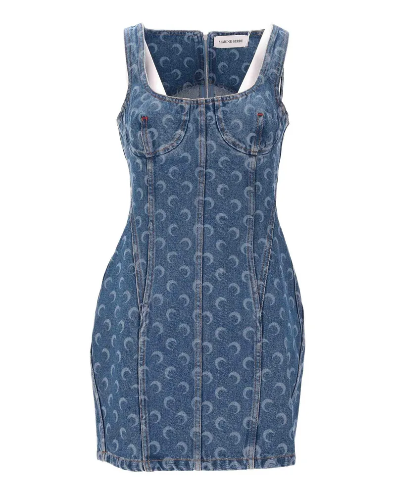 Marine Serre Knielanges Kleid - Hellblau Hellblau