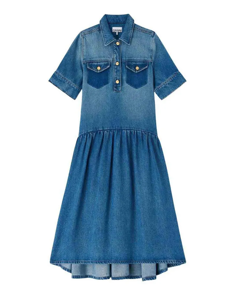 Ganni Knielanges Kleid - Jeansblau Jeansblau