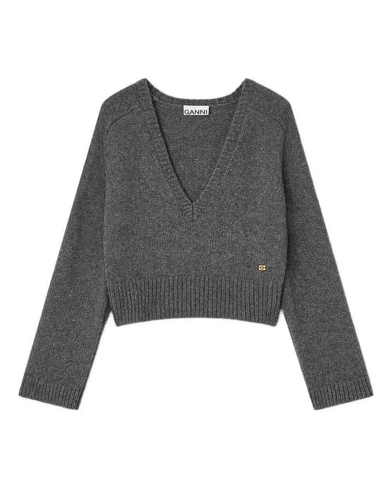 Ganni V-Pullover - Grau Grau