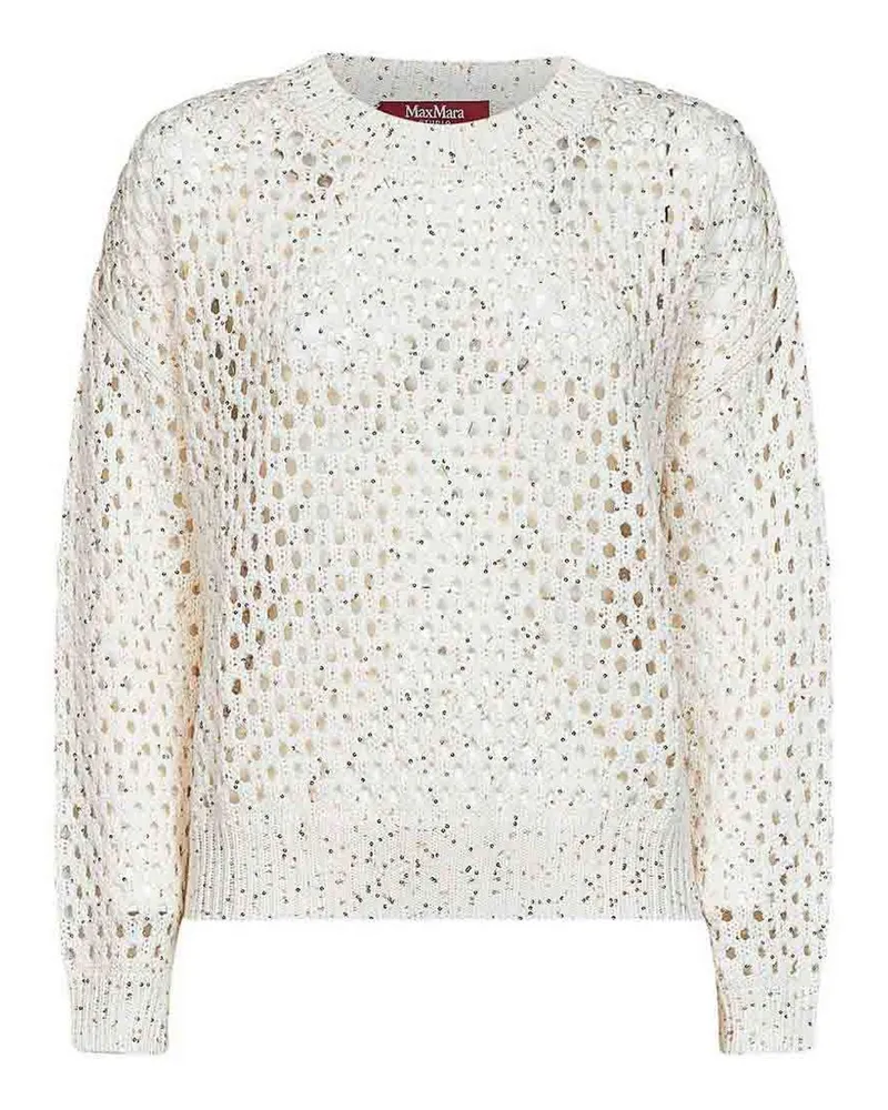 Max Mara Rundhalspullover - Weiß Weiß