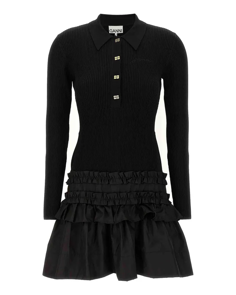 Ganni Kurzes Kleid - Schwarz Schwarz