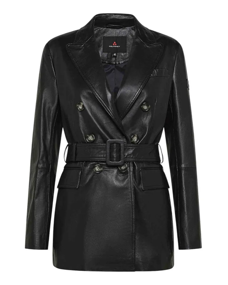 Peuterey Lederjacke - Schwarz Schwarz
