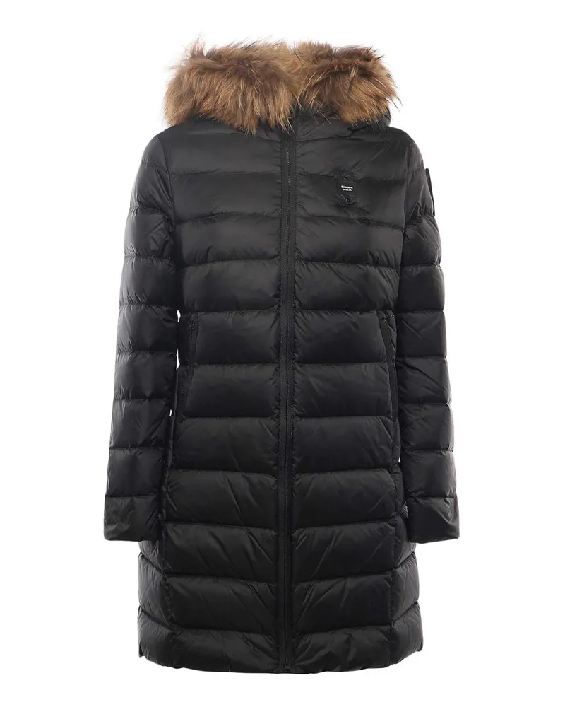 Blauer Daunenjacke - Schwarz Schwarz