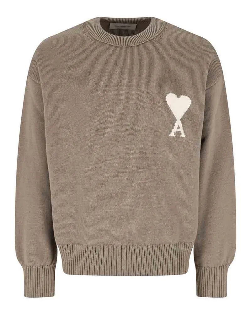 AMI Paris Rundhalspullover - Beige Beige