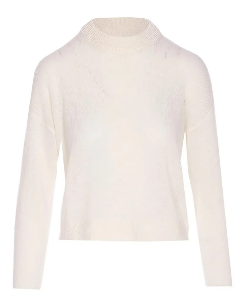 ALLUDE Rundhalspullover - Weiß Weiß