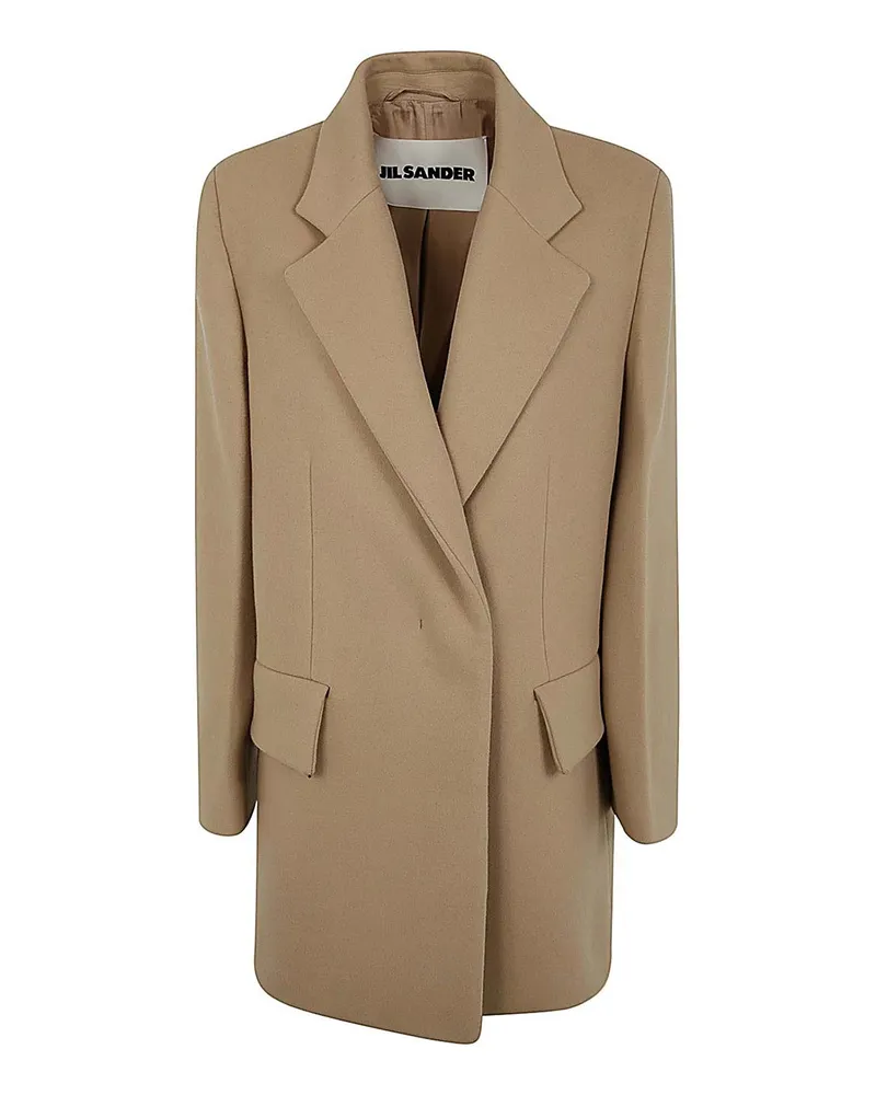 Jil Sander Kurzer zweireihiger Mantel Beige