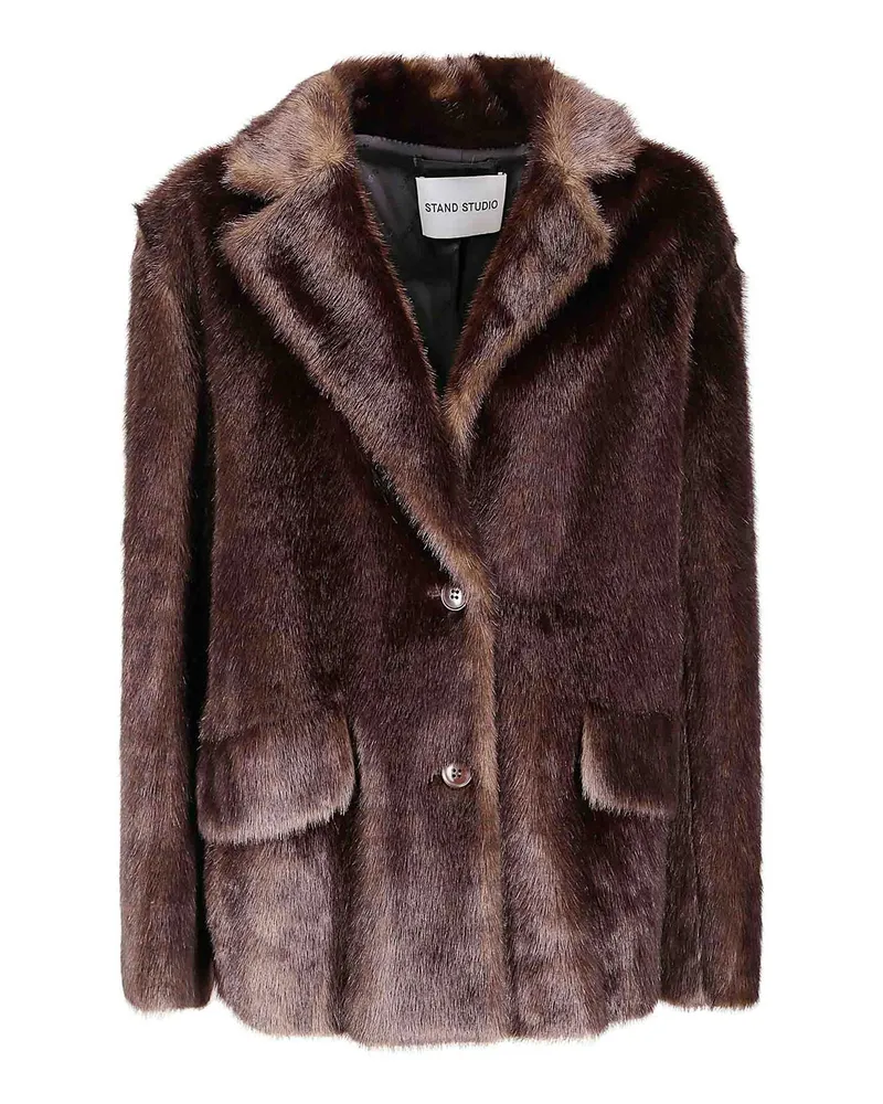 STAND Knielanger Mantel - Braun Braun