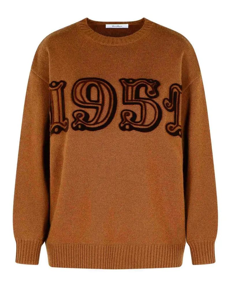 Max Mara Rundhalspullover - Braun Braun