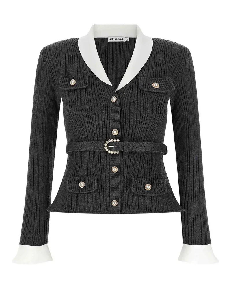 Self-Portrait Cardigan - Grau Grau