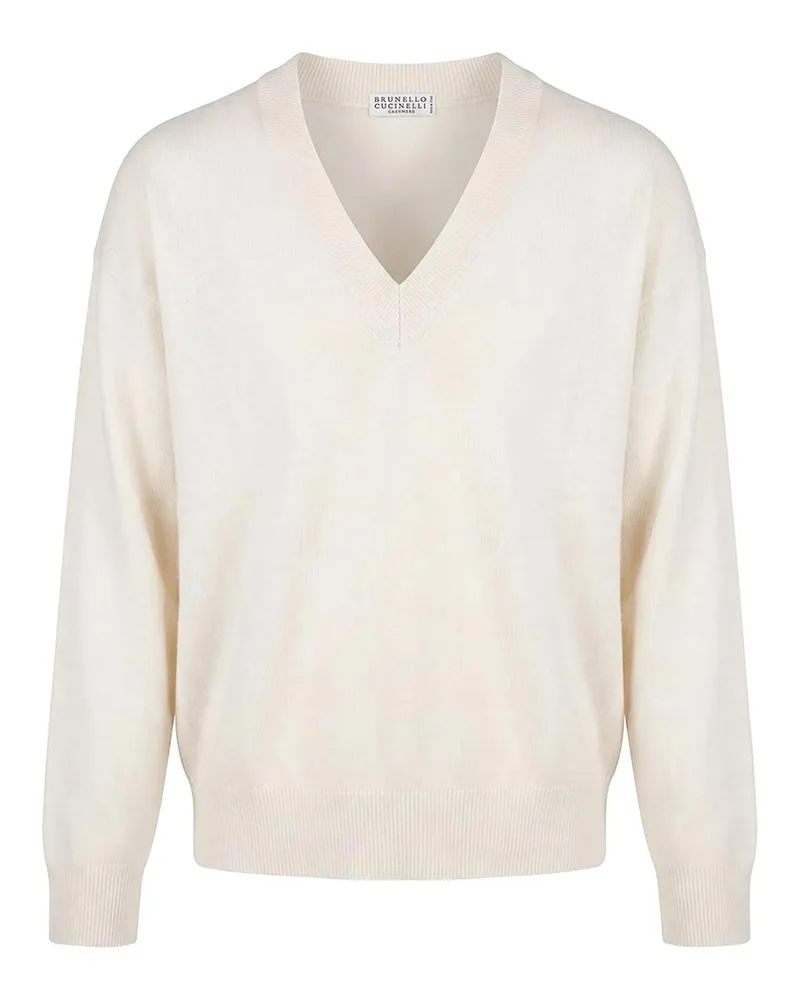 Brunello Cucinelli V-Pullover - Weiß Weiß