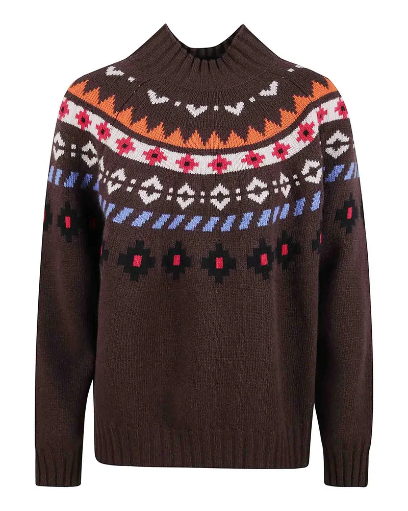 Max Mara Rundhalspullover - Dunkelbraun Dunkelbraun