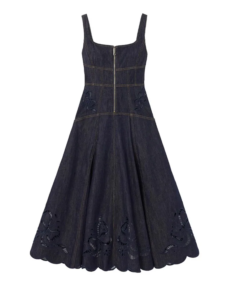 Self-Portrait Knielanges Kleid - Blau Blau