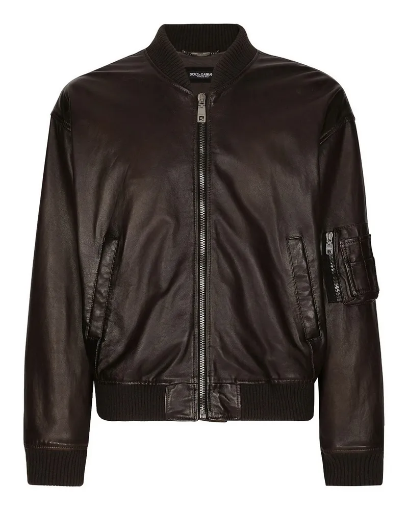 Dolce & Gabbana Lederjacke - Dunkelbraun Dunkelbraun