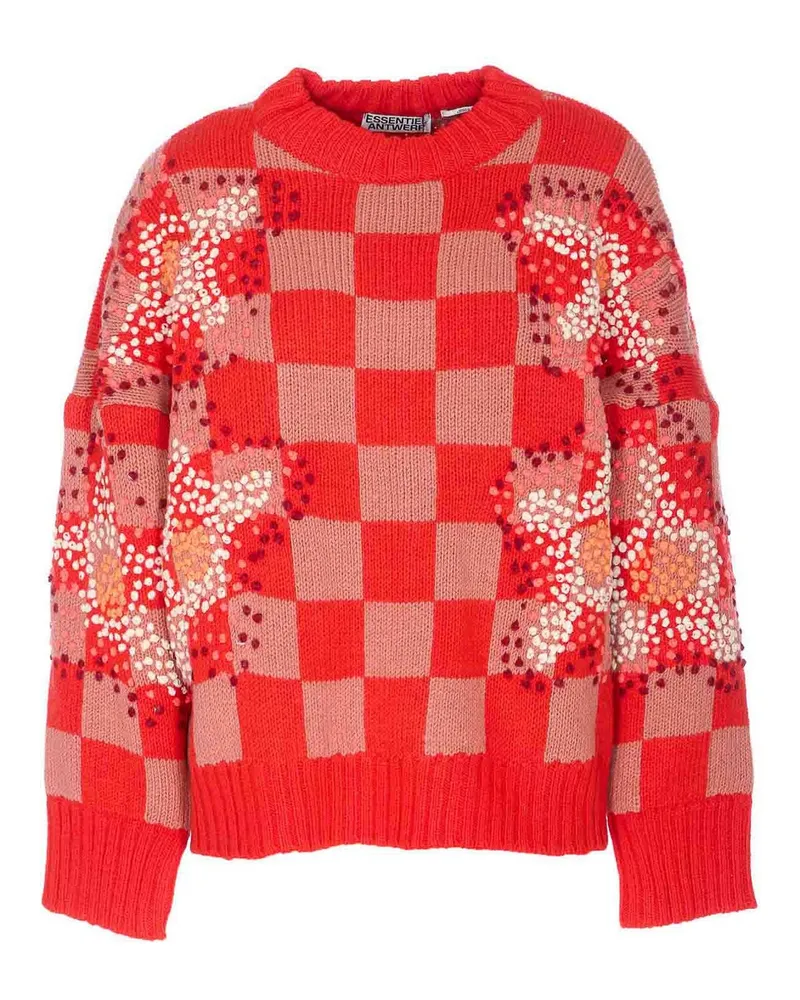 Essentiel Rundhalspullover - Rot Rot