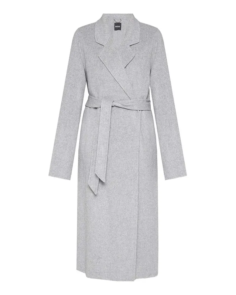 HUGO BOSS Knielanger Mantel - Grau Grau