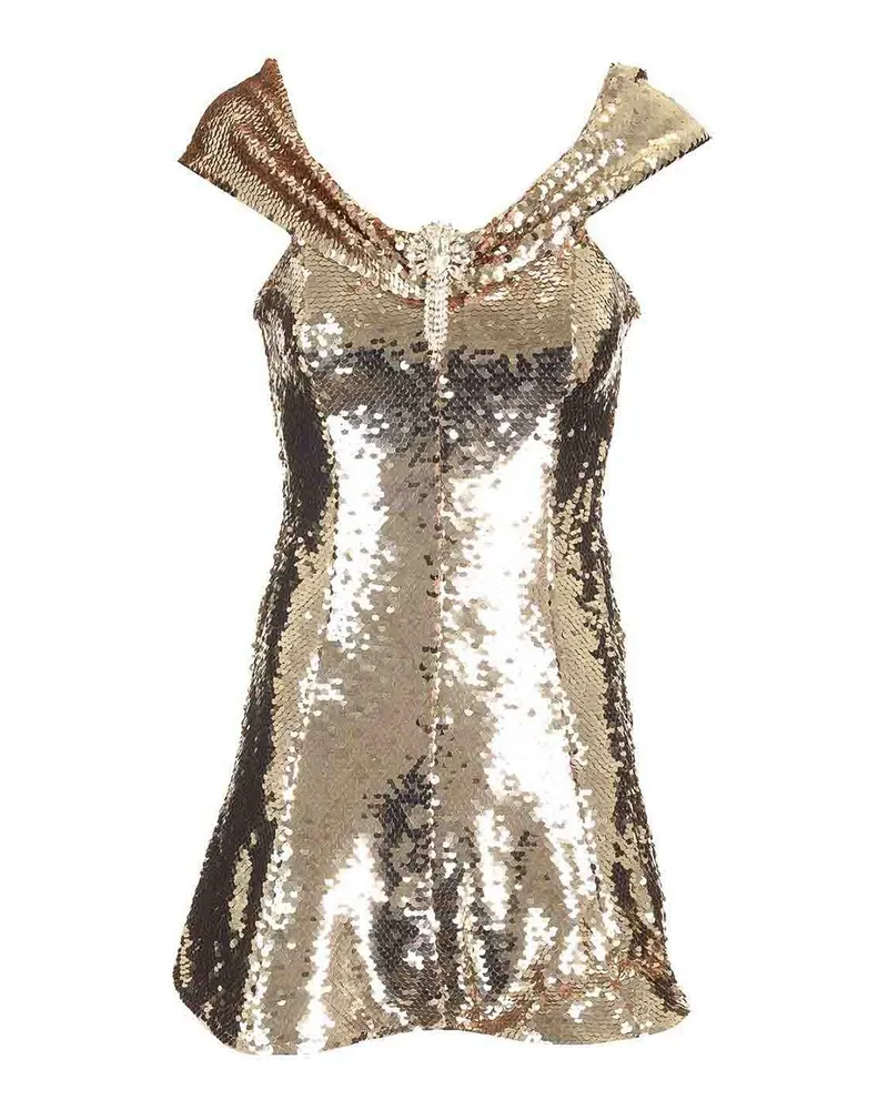Self-Portrait Kurzes Kleid - Gold Gold