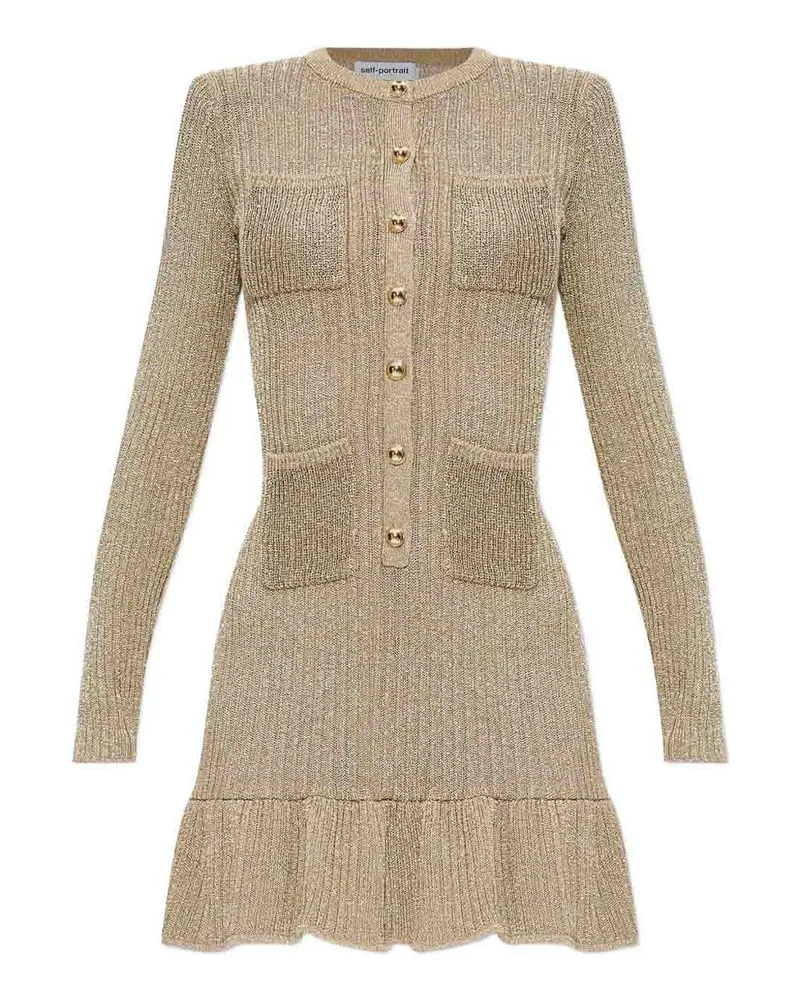 Self-Portrait Knielanges Kleid - Gold Gold