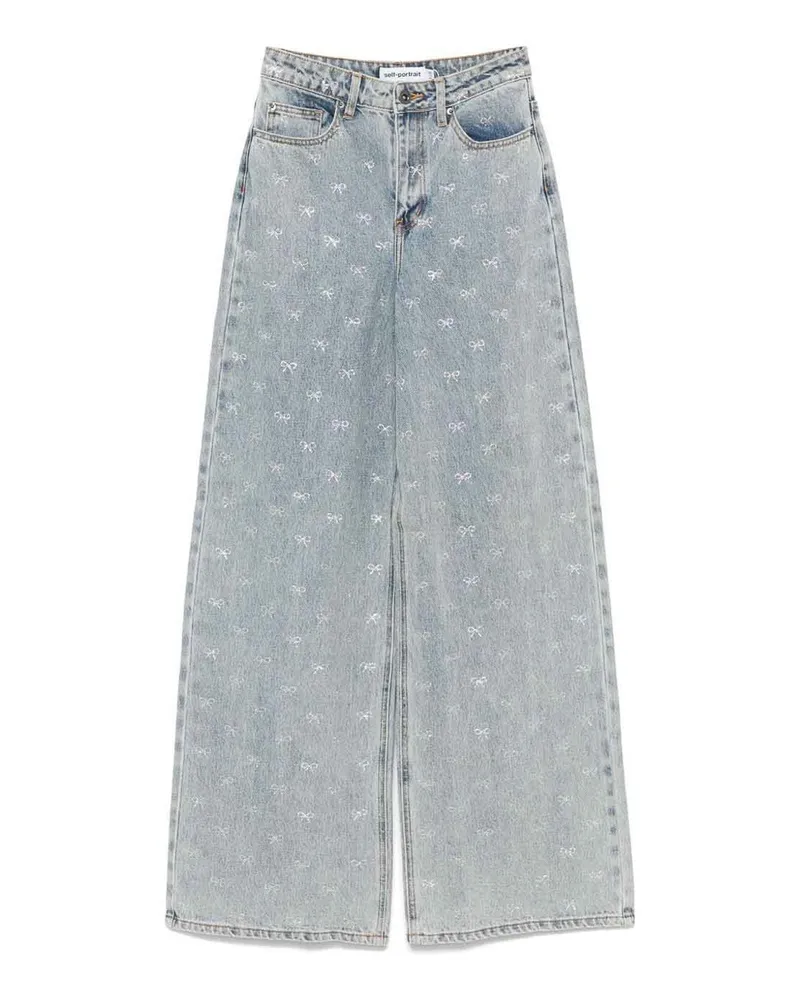 Self-Portrait Straight Leg Jeans - Blau Blau