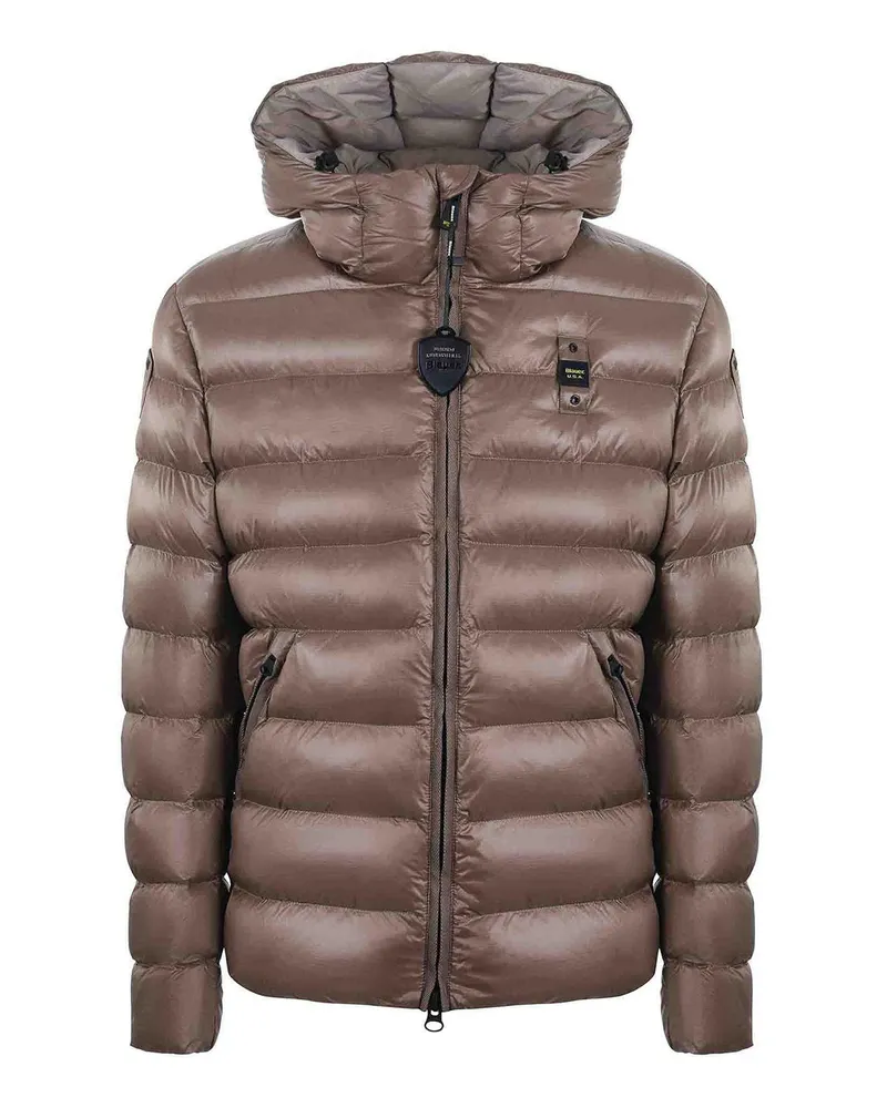 Blauer Daunenjacke - Braun Braun