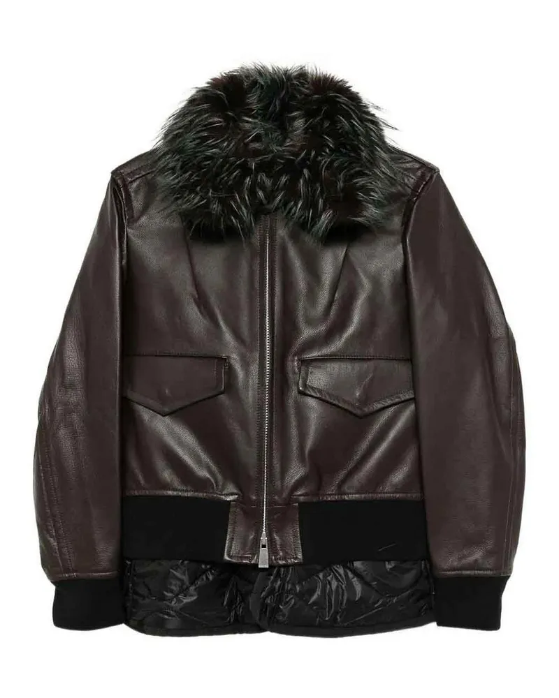 Sacai Lederjacke - Beige Beige