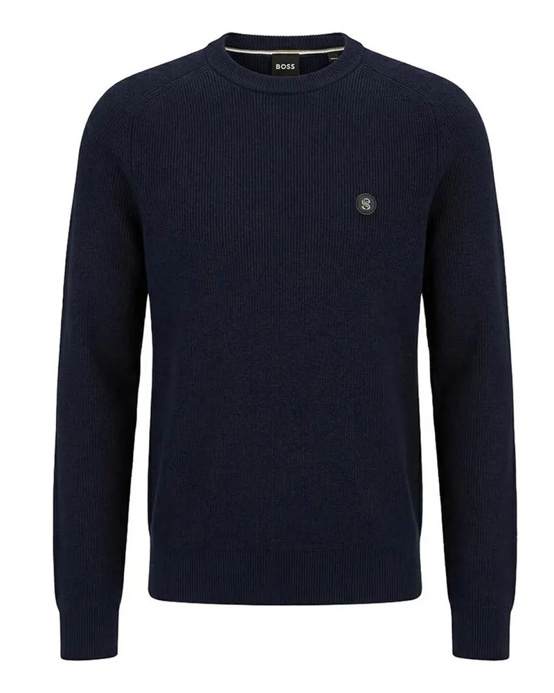 HUGO BOSS Rundhalspullover - Blau Blau