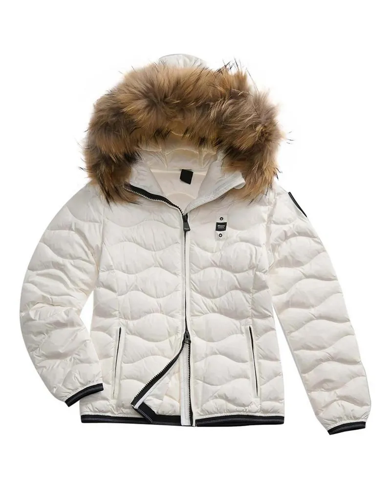 Blauer Daunenmantel - Weiß Weiß