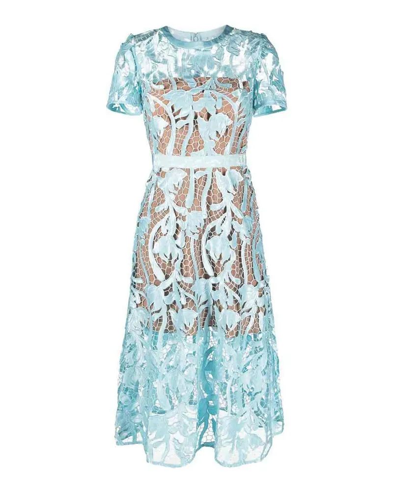 Self-Portrait Knielanges Kleid - Blau Blau