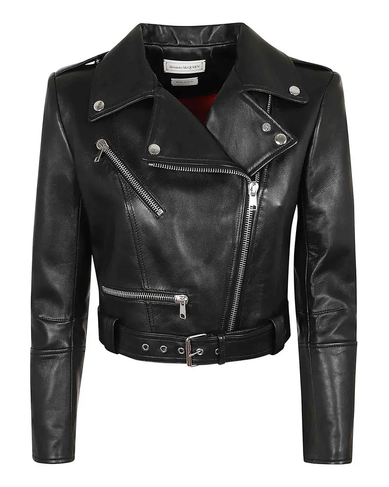 Alexander McQueen Lederjacke - Schwarz Schwarz