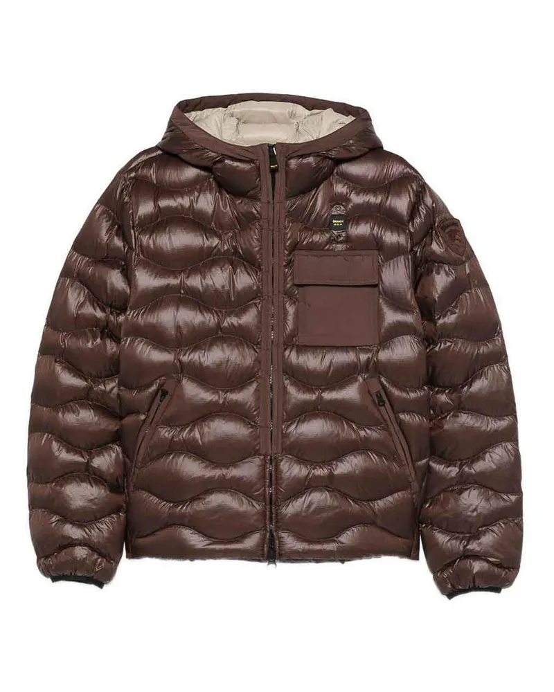 Blauer Daunenjacke - Braun Braun