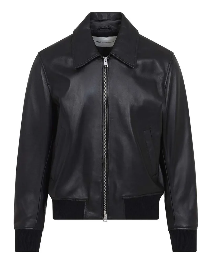 AMI Paris Lederjacke - Schwarz Schwarz