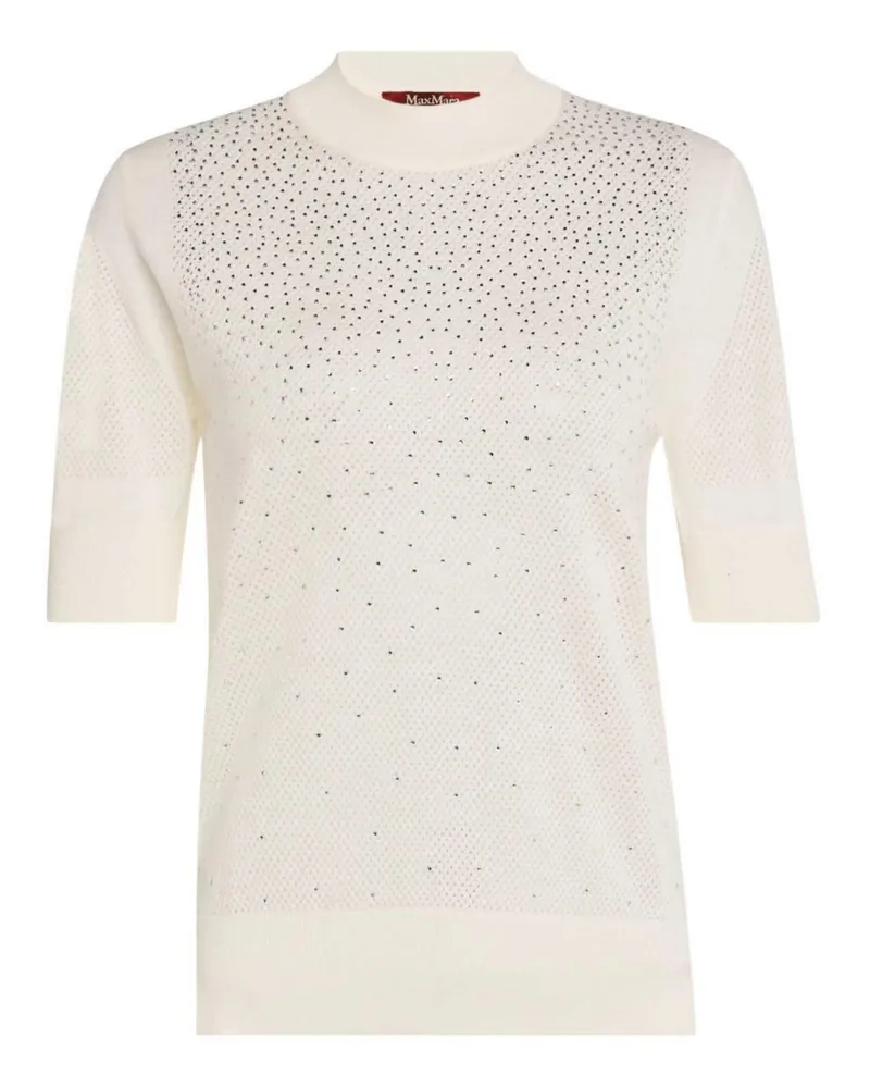 Max Mara Rundhalspullover - Weiß Weiß