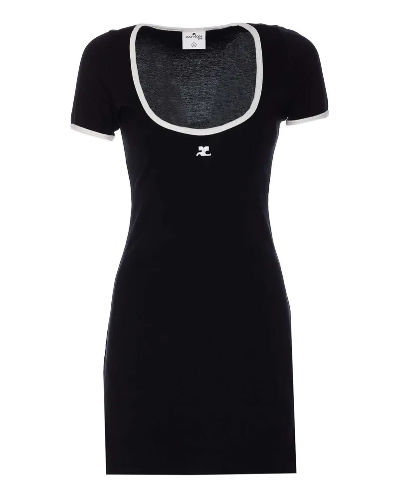 Courrèges Knielanges Kleid - Schwarz Schwarz