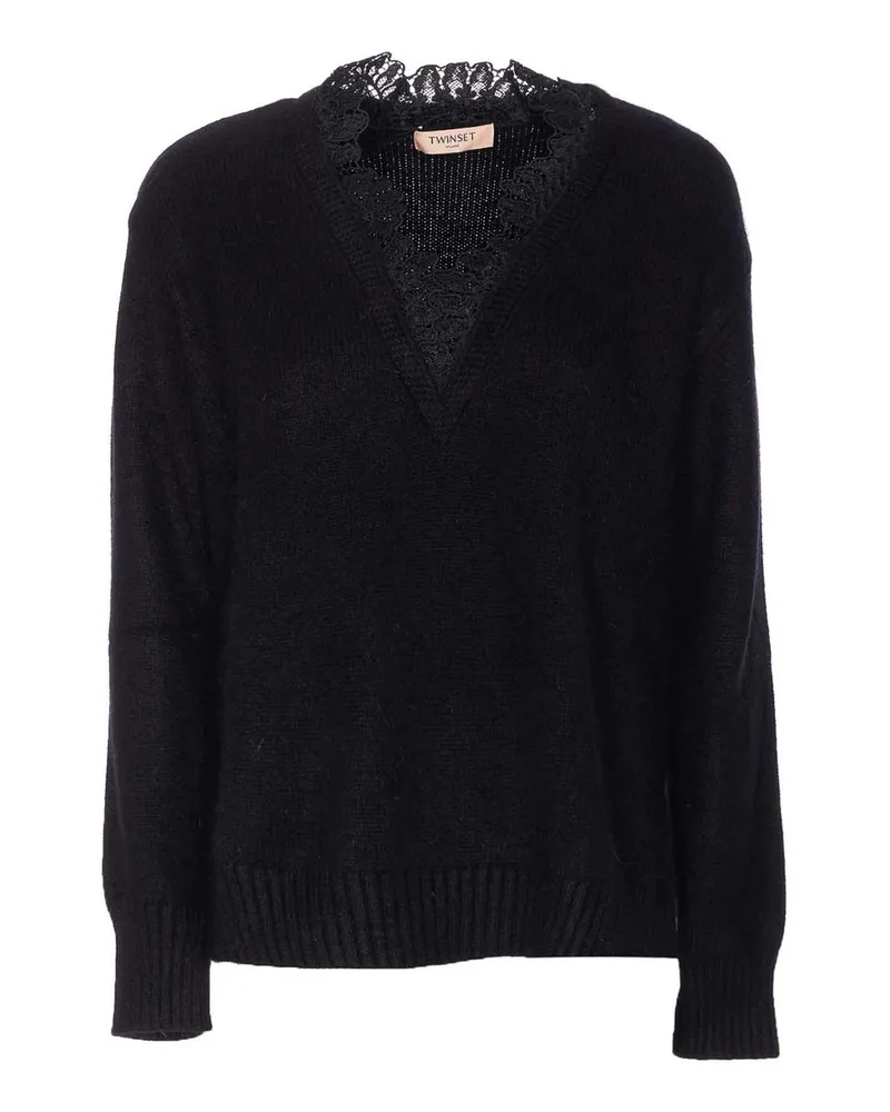 Twin-Set Rundhalspullover - Schwarz Schwarz