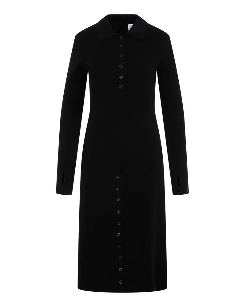 Courrèges Knielanges Kleid - Schwarz Schwarz