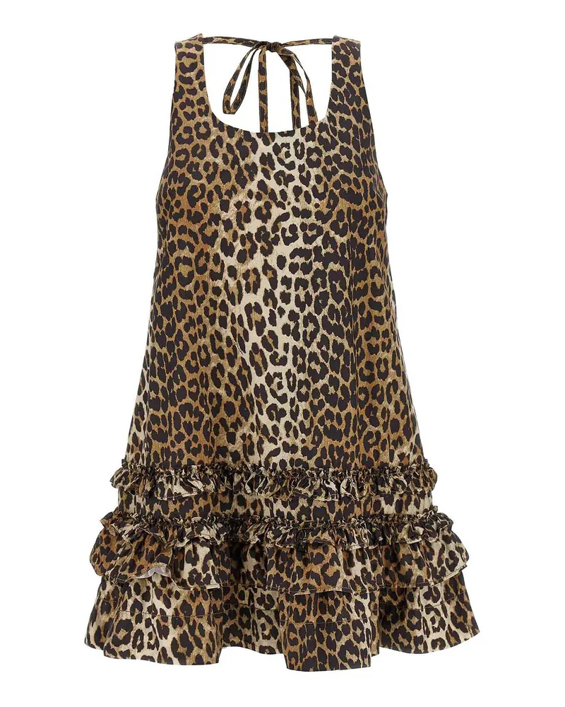 Ganni Kurzes Kleid - Braun Animal