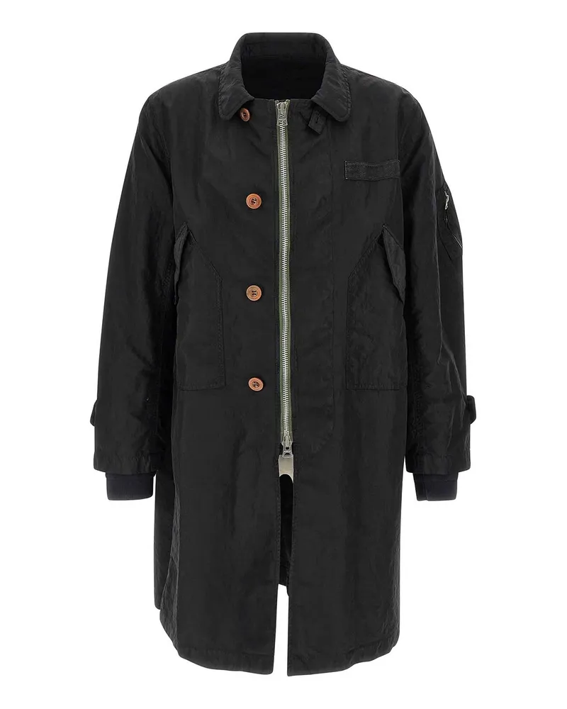 Sacai Knielanger Mantel - Schwarz Schwarz