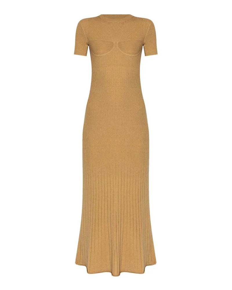 Max Mara Knielanges Kleid - Weiß Braun
