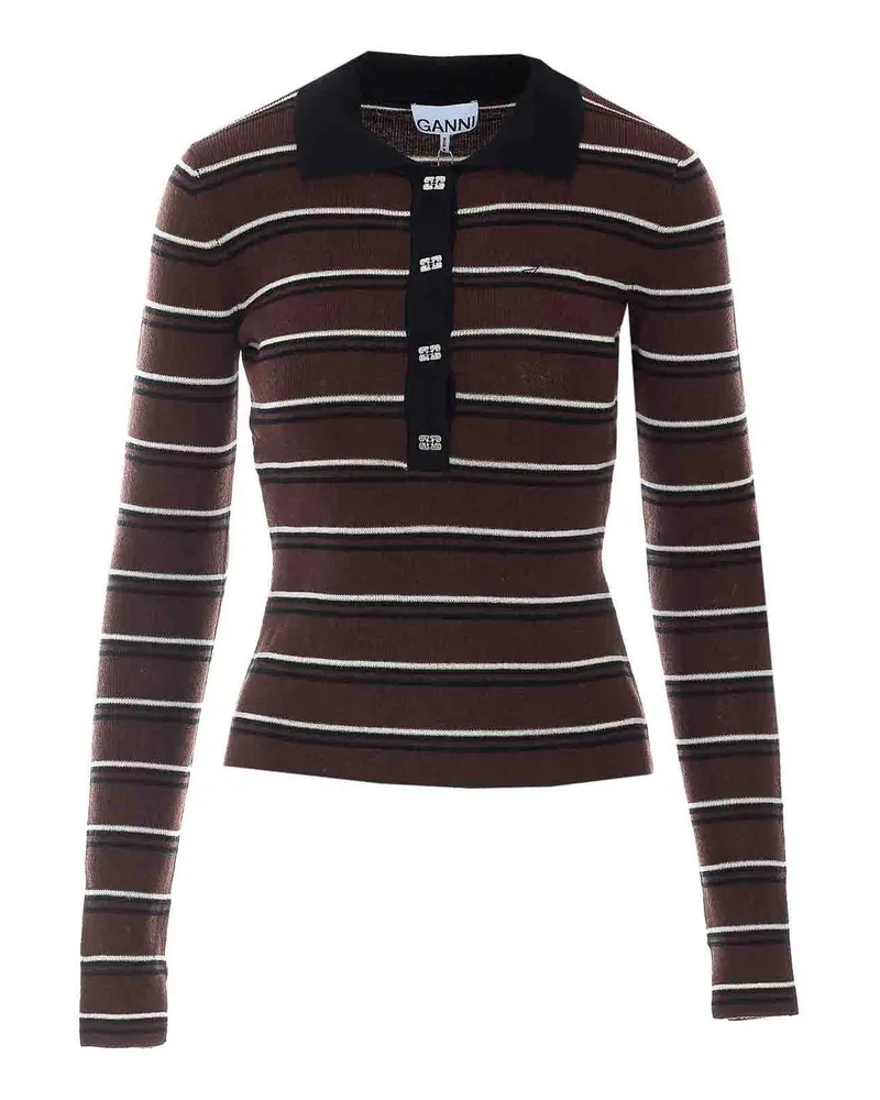 Ganni Poloshirt - Braun Braun