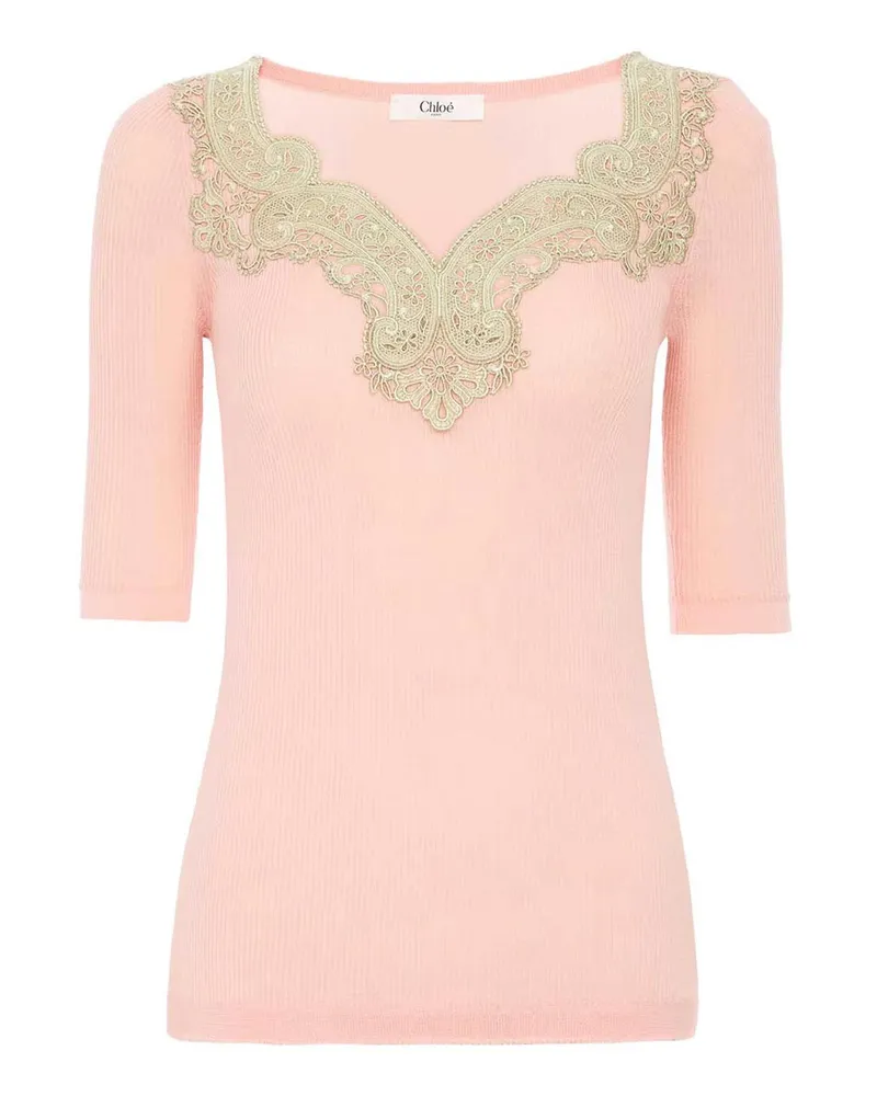 Chloé Rundhalspullover - Rosa Rosa