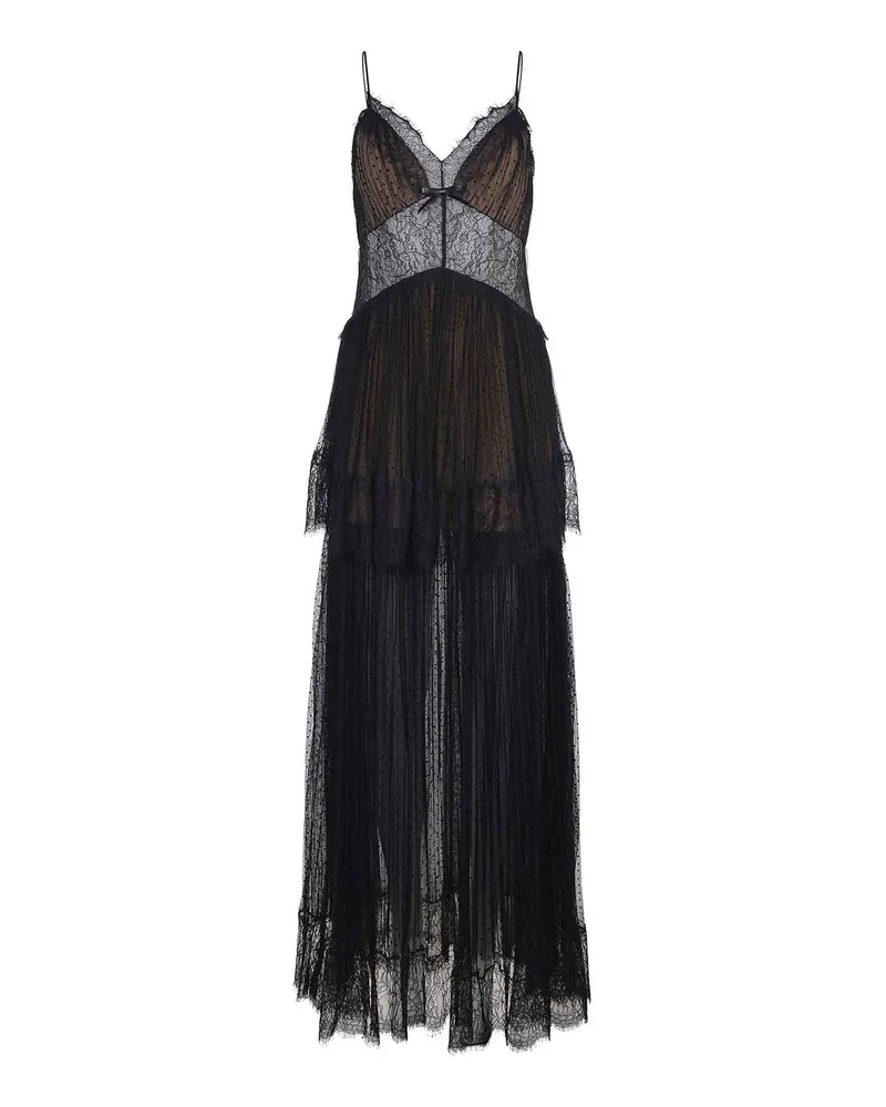 Self-Portrait Knielanges Kleid - Schwarz Schwarz