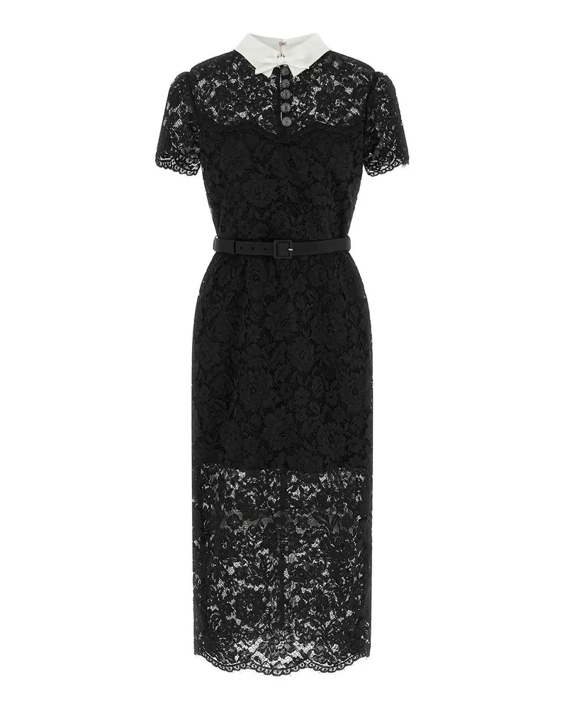 Self-Portrait Knielanges Kleid - Schwarz Schwarz