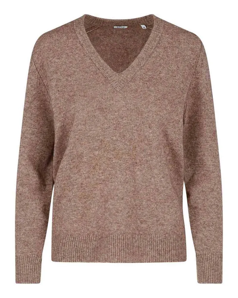 ASPESI Rundhalspullover - Taupe Taupe