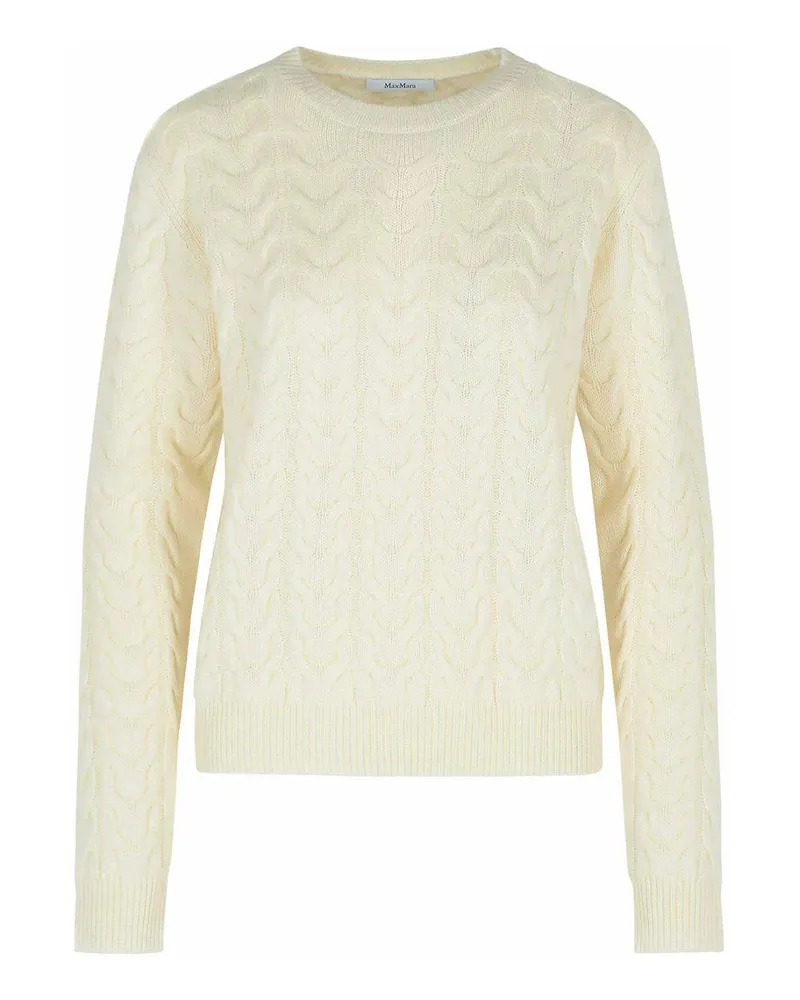 Max Mara Rundhalspullover - Weiß Weiß