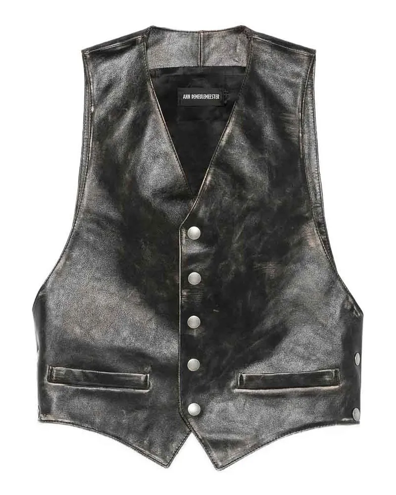 Ann Demeulemeester Ledermantel - Schwarz Schwarz