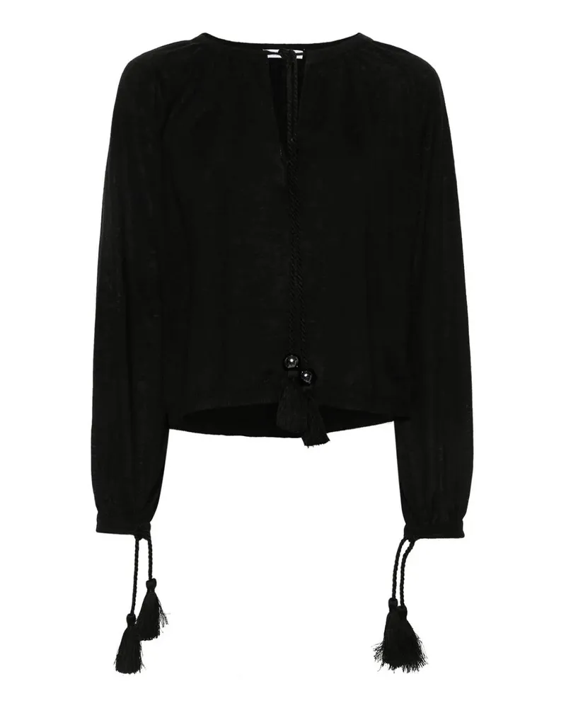 Max Mara Rundhalspullover - Weiß Schwarz